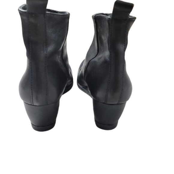 Lola Miller Black Leather Wedged Ankle Boots Zip Womens 7.5 - Picture 4 of 10